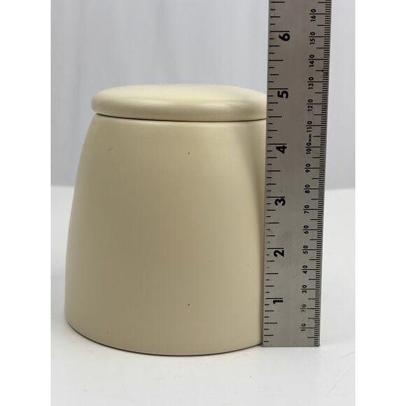 Umbra Mono Beige Ceramic Canister Lidded Jar Minimalist 5" - Picture 4 of 15